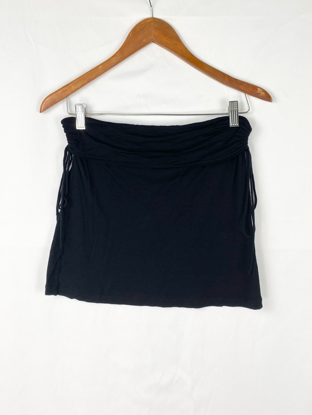 Theory Draped Jersey‎ Mini Skirt Fold Over Size Medium Black